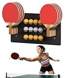 Artibear Ping Pong Paddle Holder, Wall Mounted Metal Magnetic Table Tennis Storage Rack Holds 8 Paddle & 12 Balls, Racket Display Organizer for Game Room, Garage, Sports Equipment Room, Home