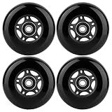 WHEELCOME Inline Skate Wheels with Bearings ABEC-9 and Floating Spacers for Blades Roller Hockey Skates, 85A Indoor & Outdoor, 64mm/70mm/72mm/76mm/80mm Dia, 4-Pack (Black, 80mm)