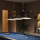 Solvita 3-Shade Pool Table Light for 7/8/9ft Billiard Tables, 59" Black Metal Hanging Industrial Fits Standard Bulbs- with Adjustable Chains for Large Game Room Long Kitchen Island