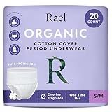 Rael Disposable Underwear for Women, Organic Cotton Cover - Postpartum Essentials, Leak Locker, Unscented, Maximum Coverage (Size S-M, 20 Count)