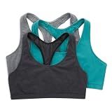 Hanes Racerback Bralette Pack, Stretch Cotton Knit Low-Impact Bra, Moisture-Wicking Cotton T-Back Bra Top, 3-Pack