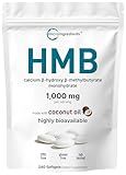 HMB 1,000mg | 240 Softgels with Coconut Oil | Highly Bioavailable | HMB Supplements for Men & Women | Calcium Beta-Hydroxy Beta-Methylbutyrate | Supports Lean Muscle Mass & Muscle Recovery
