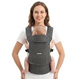 Yoofoss Baby Carrier - Ergonomic Lightweight, Adjustable Flip 4-in-1 with Hip & Lumbar Support, No Back Pain, Effortless to Put On, Baby Carrier Newborn to Toddler 7-35 lbs, Grey