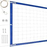 YUXUXU Professional Volleyball Net Outdoor Heavy Duty, All Weather Enhanced, Extended Stainless Steel Cable, Extra Thick Borders, for Indoor Outdoor Sports - Regulation 32x3FT, Blue (Net Only)