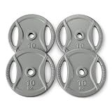 Amazon Basics 1-Inch Grip Weight Plates, 10 lb, Strength Training, Home Gym, 4 Pack