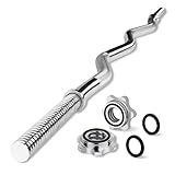 YES4ALL 480lbs Chrome EZ Curl Bar, 47 Inches Curling Barbell, 1 Inch Weight Lifting Bars for Bicep Tricep, 2 Star Collars