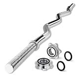 YES4ALL 480lbs Chrome EZ Curl Bar, 47 Inches Curling Barbell, 1 Inch Weight Lifting Bars for Bicep Tricep, 2 Star Collars