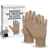 Kami-So Figure Skating Gloves | Ice Skating Accessories for Women | Gel Wrist Protection | Thermal Padded Wear | Skate Accessories for Practice, Ice Skate Outfit, Nude Gloves | Beige | Small