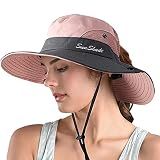 ZOORON Women's Ponytail Safari Sun Hat,Wide Brim UV Protection Bucket Hat | Foldable Fishing Hat,Summer Hats,Ventilation Mesh,Breathable,Soft Sweatband,Travel, Summer, Hiking, Gardening, Beach, Outdoor