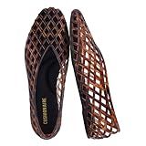 CUSHIONAIRE Siesta Modern Lattice Ballet Flats for Women, Comfortable Slip On Pointed Toe Womens Jelly Shoes, TORTOISE 7.5-8