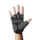 TAVI Half Finger Gym Gloves for Women, Full Coverage Grips, Ebony, Medium