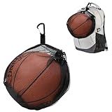 XHGWJHX Single Basketball Bag, Drawstring Football Bag Volleyball Bag Soccer Bag, Mesh ball Bag with Zipper Pocket for Carrying Basketball Volleyball Soccer and Water Polo