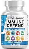 Clean Nutraceuticals Immune Defense Support Supplement 8 in 1 with Zinc 50mg Quercetin, VIT C 1000mg, Vitamin D3 5000 IU, Elderberry, Ginger - Immunity System Booster for Adults, Vegan - 60 Count