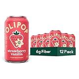 OLIPOP Prebiotic Soda Pop, Strawberry Vanilla, Pantry Pack Packed with Prebiotics, Fiber, and Botanicals, Gluten Free, GMO Free, 12oz (12-Cans)