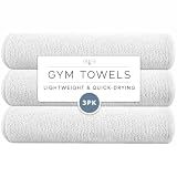 S&T INC. Microfiber Gym Towels, 3 Pack, 16" x 27", White