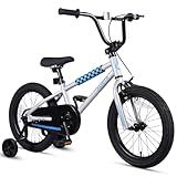 vollsch BMX Style Kids Bike for 2-8 Years Old Boys Girls 16 Inches Toddlers Bicycle with Coaster Brake Training Wheels, Silvery