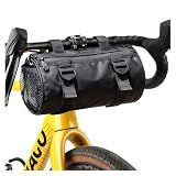 SEAFEW 6L Large Black Bike Handlebar Bag, Waterproof Rain Cover Front Bike Bag for Bicycles, Mountain Road Bike Fram Storage Barrel Bag with Water-resistant Zippers, Cycling Commuter Shoulder Bag