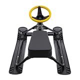 Dfmyhked Snow Racer Sled, Steerable Ski Slider with Twin Serrated Brakes, 220lbs Load Capacity Winter Sport Sled for Adults Children (Black)