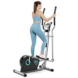 THERUN Elliptical Machine, Ultra-Quiet Elliptical Exercise Machine for Home, 6KG Flywheel Elliptical Trainer, 16 Resistance Levels Elliptical Training Machines w/Pulse Sensor, LCD Monitor (Aqua)