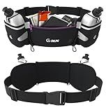 Q-RUN Hydration Running Belt with 2 x 10oz Water Bottles, No Bounce Adjustable Waist Belt for Men & Women, Marathon Running Gear