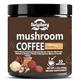 10 Mushroom Coffee with Arabica w, Lion's Mane, Reishi, Mushroom Polysaccharides & More, 3500mg(10:1) Extract Instant Mushrooms Powder for Focus, Immunity Boost, Memory & Clarity - 30 Servings
