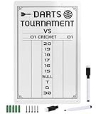 Dart Scoreboard-Dry Erase Dart Scoreboard for Cricket and 01 Dart Games, Dart Board Accessories with 2 Dry Erase Markers (15.3 x 9.8 Inches)