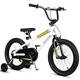 vollsch BMX Style Kids Bike for 2-8 Years Old Boys Girls 16 Inches Toddlers Bicycle with Coaster Brake Training Wheels, White