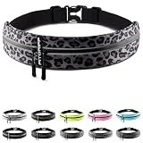 Fitgriff® Running Belt for Men & Women - Secure Jogging Pouch for Phone, Keys & Essentials - For All Cell Phones (Leopard, 24.5" - 35.5" Waist Size)