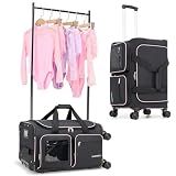 Fanwoli 23" Dance Bag with Garment Rack, 4-Wheel Rolling Competition Duffel