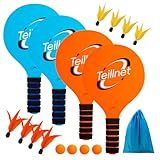 TEILLNET Beach Paddle Ball Set, Family Games for Kids and Adults, Badminton Set with 4 Rackets, Indoor Outdoor Sports Toys Lawn Camping Backyards Yard Games Easter Basket Stuffers Gifts for Boys Girls