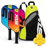 Selkirk Sport SLK Neo Fiberglass Pickleball Paddles Set of 2 | Designed in The USA | Complete Pickleball Set with 2 Pickle Ball Rackets, 3 Hybrid+ Balls, and SLK Sling Bag | Electric Sunset & Oasis