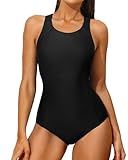 Charmo Swimsuit Women Lap One Piece Water Aerobic Competitive Bathing Suit S Black