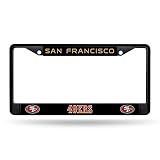 Rico Industries NFL Football San Francisco 49ers Primary Black Chrome Frame with Plastic Inserts 12" x 6" Car/Truck Auto Accessory