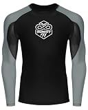 Runhit BJJ Rashguard for Men Jiu Jitsu Compression Shirts Long Sleeve MMA No GI Wrestling Grappling Martial Arts Sports Base Layer Gray S