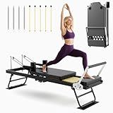 Buytime Pilates Reformer, Foldable Reformer Pilates Machine with Dual Resistance - Springs and Cord, Pilates Machine for Advanced and Beginners Users, Up to 300 lbs Weight Capacity, Black