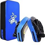 TLBTEK Taekwondo Kick Pad and 2 Curved Punching Mitts Set,PU Muay Thai Pads, MMA Karate Kid Toddler Boxing Set Kickboxing Training Pads Martial Arts Punching Pads Strike Kicking Shield(3 PCS)-Blue
