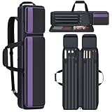 Pool Cue Case 4x5 - Padded Billiard Stick Bag With Multi-pocket for 4 Butts and 5 Shafts, Carrying Soft Case With Backpack-straps for Cues and Accessories (Purple)