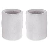 Suddora Arm Sweatbands, Absorbent and Breathable Thick Cotton Bands for Working Out, Gymnastics, Basketball, Tennis, and Football, Multiuse 4-inch Wristbands for Costumes and Cosplay, White