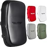 Elite Sports Pre-Curved Muay Thai Kickboxing Training Pad for Kickboxing,MMA,Taekwondo,Karate. Ideal for Punches,Knees, and Kicks in Martial Arts Training (Solid Black)
