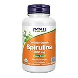 NOW Foods Supplements, Certified Organic, Spirulina 1000 mg (Double Strength), Rich in Beta-Carotene (Vitamin A) and B-12 with naturally occurring GLA , 120 Tablets