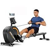 Dripex Rowing Machines for Home, Upgraded Rowing Machine Max 350 LBS, Magnetic Rower with 16 Levels of Workout Resistance, Dual Slide Rail, App Supported, LCD Monitor, Row Machine for Gym Exercise