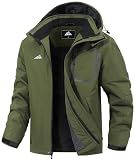 MAOYSSEN Men's Ski Jacket with Hooded Snowboarding Waterproof Fleece Lining Jacket Winter Coat Multi Pockets