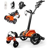 tianhong G5 Electric Golf Cart, Electric Golf Caddy That Follows You, Anti-Tipping, 45H Battery, All-Terrain (Remote/APP/Manual Control), Folding Design, Black+Orange
