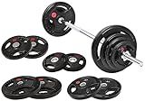 Fitvids Cast Iron 1" Standard Weight Plates Including 5FT Standard Barbell Bar & Star Locks, 95 Pounds Set (85 Lbs Plates + 10 Lbs Barbell Bar), Multiple Packages