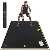 CAMBIVO Large Exercise Mat for Home Workout, 8'x6'/7'x5'/6'x4' (7 mm) Extra Thick Exercise Mat for Home Gym, Shoe-Friendly, Non-Slip Gym Mat for Jump Rope, Weights, Cardio, Fitness (Ink Black)