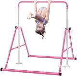 BangTong&Li Gymnastics Bar for Kids Height Adjustable Horizontal Bar Folding Gymnastics Junior Training Bar for Home Gymnastics Equipment (Pink)