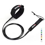 Abahub Premium Surfboard Leash, Straight Surf Board Leg Rope, Legrope Strap for Shortboard, Skimboard Replacement Leashes 6 Foot Black 6 mm Thick