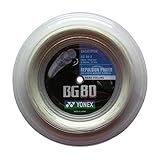 Yonex BG80 Badminton String - 200m Reel, Color- White