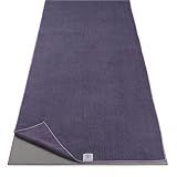 Gaiam Yoga Mat Towel, Non-Slip Microfiber, Hot Yoga (Heron Lilac) | Mat-Sized Fit | Quick-Dry Microfiber | Non-Slip Silicone Bottom | Machine Washable | Hot Yoga & Pilates | 68"x24"