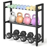 Dumbbell Rack Stand Only, Weight Rack for Home Gym, Heavy-Duty Kettlebell Rack, 3 Tier Adjustable Weight Storage Racks, Space-Saving Home Gym Organizer